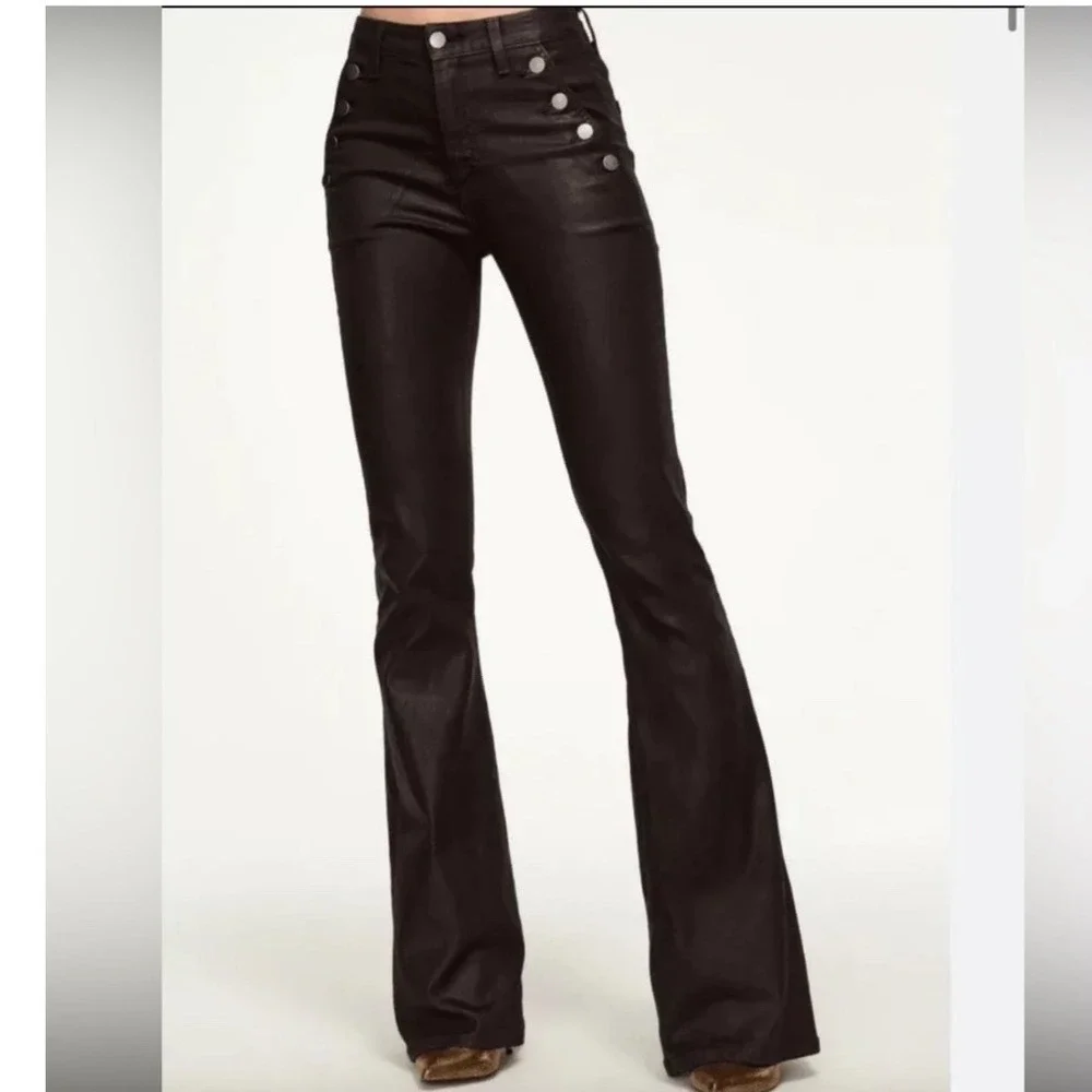 NWT $275 RAMY Brook Helena High-Rise Flare Coated Japanese Denim Sailor Jean  26 - Picture 2 of 15